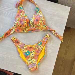 Jessica Simpson Floral Bikini Set in Yellow and Pink